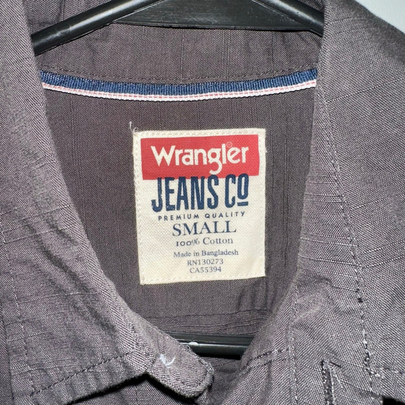 Men's Wrangler Button Down Shirt Size Small Brown/Grey New NWT Long Sleeve - Picture 2 of 9